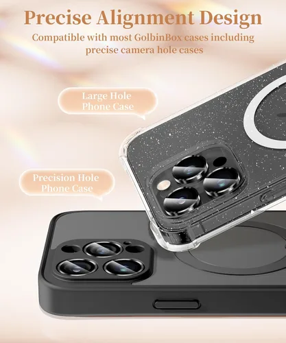 Vista 6 de GolbinBox Protector de lente de cámara para iPhone 13 Pro/13 Pro Max, ajuste invisible 1:1, vidrio templado 9H, funda individual de metal ultra HD