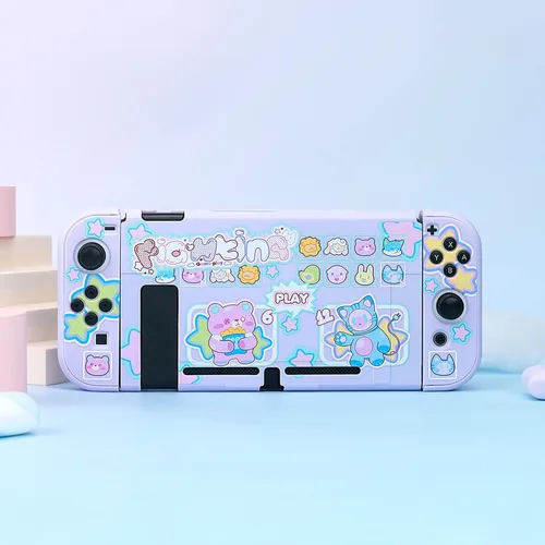 Vista 6 de GeekShare Protective Case Slim Cover Case Compatible with Nintendo Switch and Joy Con - Shock-Absorption and Anti-Scratch Animal Fighter