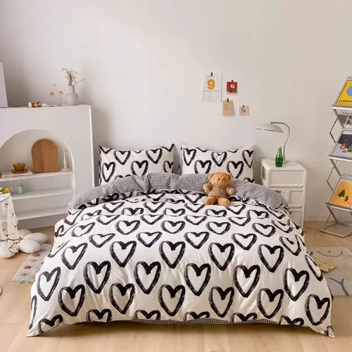 Vista 25 de Luxlovery Juego de edredón con diseño marmoleado blanco y negro, edredón moderno y acogedor, diseño abstracto, para hombres, adolescentes y niños