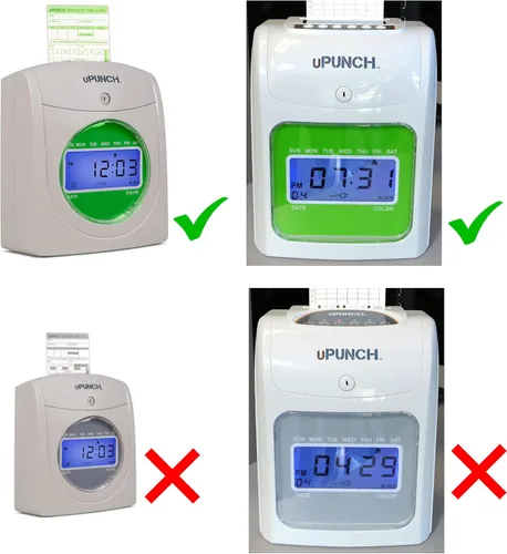 Vista 2 de 100 tarjetas de tiempo para relojes uPunch HN1000 / HN3000, se adapta a todos los relojes HN1000 / HN3000 / HN3500 / HN5000