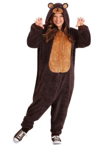 Vista 3 de Disfraz Enterizo de Oso Pardo Talla Plus para Adultos Multicolor