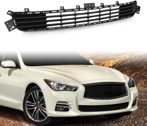 Vista 9 de G-PLUS Parachoques delantero inferior compatible con Infiniti Q50 2014-2017 parrilla negra mate IN1036102 622544HB0A