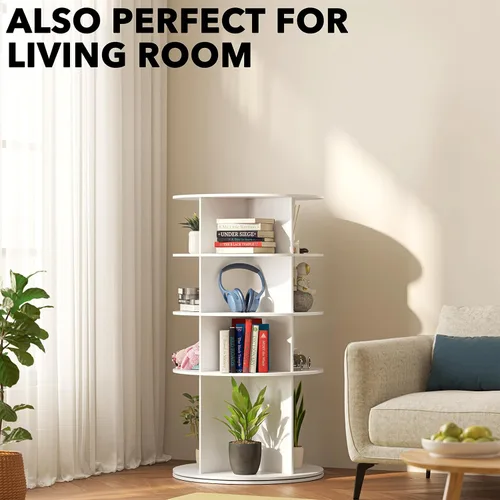 Vista 6 de SpaceAid Zapatero Giratorio de 4 Niveles Organizador, Diseño de Base Alta Torre de Zapatos Almacenamiento Giratorio Lazy Susan, Estante Giratorio