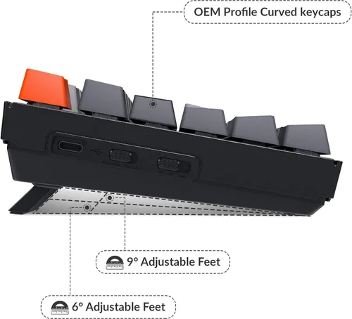 Vista 3 de Keychron K8 Tenkeyless Teclado mecánico inalámbrico para Mac retroiluminación RGB Bluetooth multitarea teclado de juegos con cable tipo C