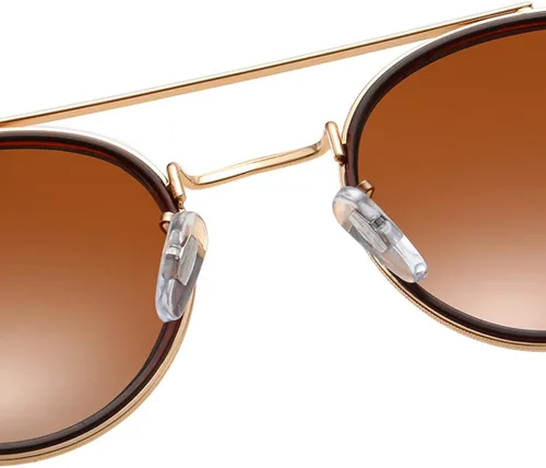 Vista 6 de ZLJSHIHOI -Gafas de sol polarizadas redondas para mujer - Gafas de sol unisex de doble puente