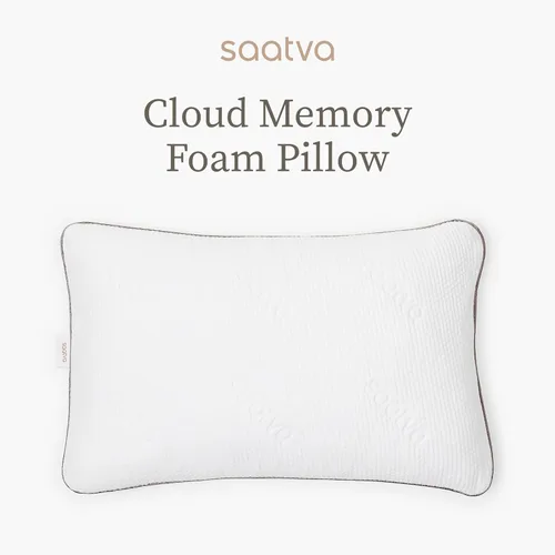 Vista 2 de Saatva Cloud - Almohada de espuma viscoelástica, almohada contorneadora y alta, relleno de espuma viscoelástica con gel triturado, perfecta