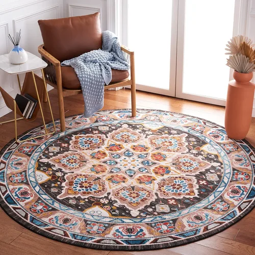 Vista 27 de SAFAVIEH Riviera Collection - Alfombra lavable de 2 pies 2 pulgadas x 9 pies, beige y carbón, antideslizante y fácil de limpiar, ideal para sala