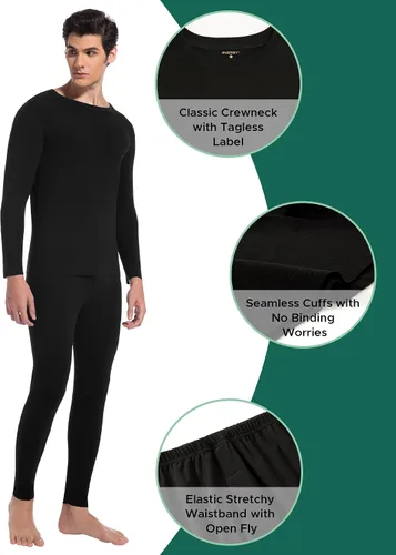 Vista 6 de INNERSY Conjunto de ropa interior térmica para hombre, ligero, capa base, pantalones largos para ejercicio de invierno