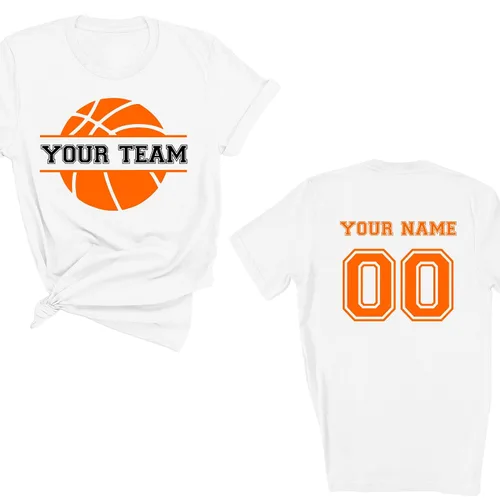 Vista 4 de Personalized Handmade Custom Basketball Team Shirt – Double-Sided Custom Name & Number with Basketball Logo, Custom Sports Tee