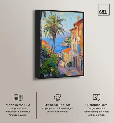 Vista 2 de Art Remedy Serene Waterside Canvas Monet Coastal, marco negro, 10 x 15 pulgadas