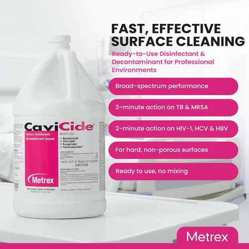 Vista 2 de Metrex CaviCide Limpiador desinfectante de superficies, 13-1000 – Desinfectante multiusos, descontaminante y limpiador para dispositivos médicos