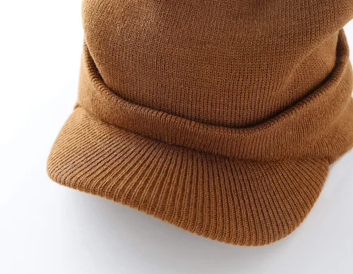 Vista 96 de Home Prefer - Gorro de invierno para hombre con visera, cálida y doble punto.