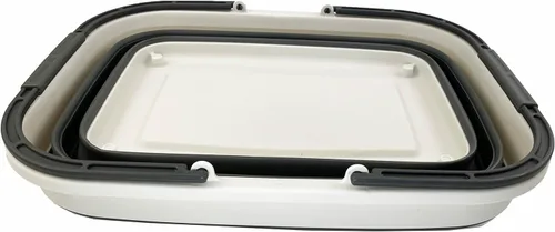 Vista 3 de SAMMART Cesta de plástico plegable de 26 litros (6.8 galones) con asa y ruedas, contenedor de almacenamiento plegable con asa y ruedas, bañera