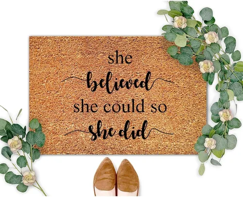Vista 9 de SILYHEART The Violence of The Wicked Will Drag Them Away Coir Mat Doormats Motivational Quote Rustic Weather Resistant Non Slip Mat for Front Porch