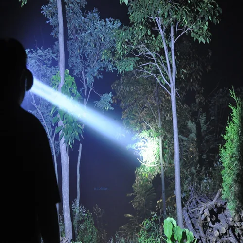 Vista 5 de linterna delantera LED recargable para exteriores, linterna brillante para acampar, cazar y pesca