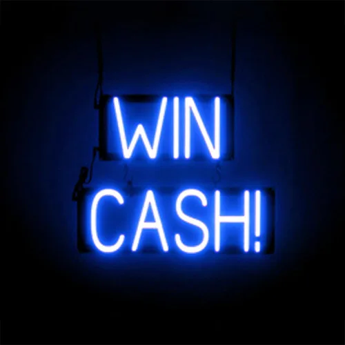Vista 48 de SpellBrite Letrero de WIN CASH para empresas Ranuras y letreros relacionados con juegos con aspecto de neón, luz LED azul 17.5 x 15.0 pulgadas