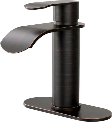 Vista 13 de Canilla para lavabo de recipiente color negro para baño: WOWOW - Canilla de baño alta de una sola manija - Canilla mezcladora de caída en cascada
