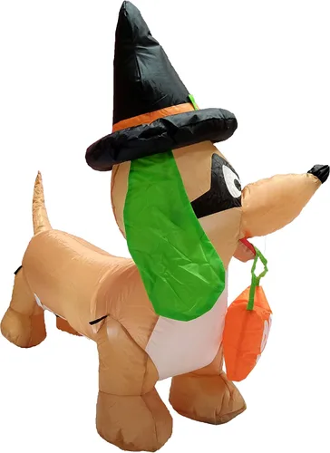 Vista 5 de Perro inflable de Halloween iluminado de 4 pies de largo