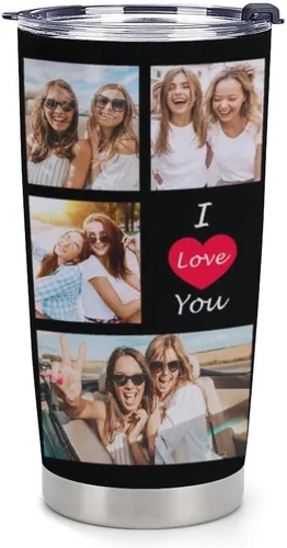 Vista 14 de Taza personalizada con foto y texto para hombres y mujeres, regalo para papá, mamá, familias y amigos, taza de viaje con foto e imagen
