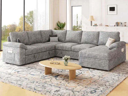 Vista 40 de Sofá modular modular de 85 pulgadas con cama extraíble, sofá cama, gris Gris-oscuro