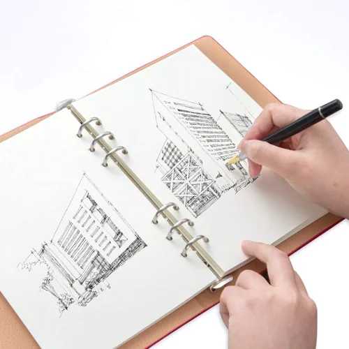 Vista 5 de Papel en blanco A5, recambios para planificador Filofax, organizador, encuadernadores, 6 agujeros perforados, 100 hojas/200 páginas, 100 g/m²
