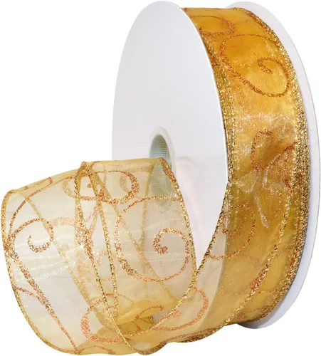 Vista 22 de Morex Ribbon Cintas transparentes con purpurina con espiral, cinta navideña para manualidades y decoraciones de Navidad, envoltura de regalos, 1.5