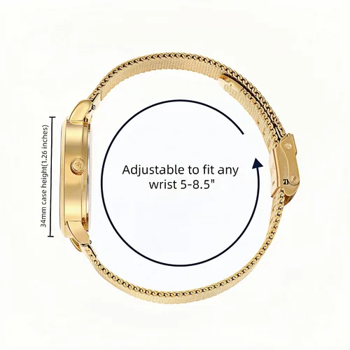 Vista 2 de Wristology 2 Sizes Easy Change Band Numbers Watch Metal Mesh Band - Interchangeable Stainless Steel Strap - to Read Analog Nurse with Second Hand