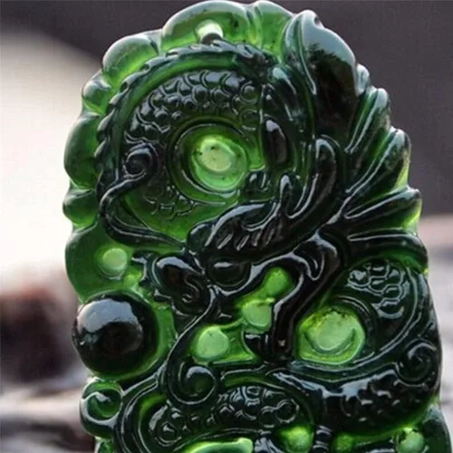 Vista 3 de Xuyuan Jade Dragon Necklace - Dragon Necklaces Jade Pendant Carving Technique Chinese Dragon Fortune Amulet Women Fashion Jewelry