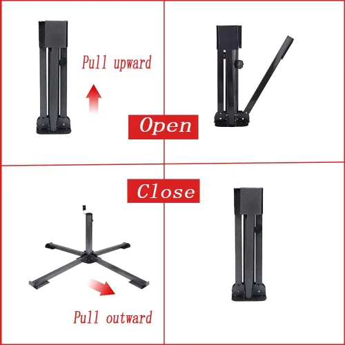 Vista 6 de Soporte de anclaje plegable para patio, ajustable, portátil, anclaje de playa, hierro templado, resistente, soporte para sombrilla de patio al aire