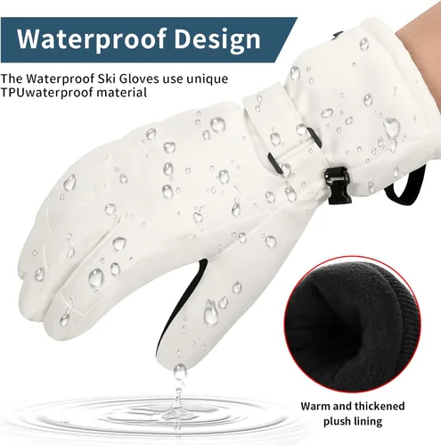 Vista 2 de Guantes de moto de nieve, guantes de esquí para hombres y mujeres, impermeables, resistentes al viento, guantes de snowboard para pantalla táctil