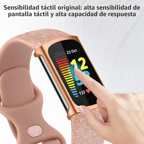 Vista 2 de Paquete de 4 protectores de pantalla compatibles con Fitbit Charge 6/Charge 5 (no para Charge 4/3), funda protectora de TPU completa, accesorios