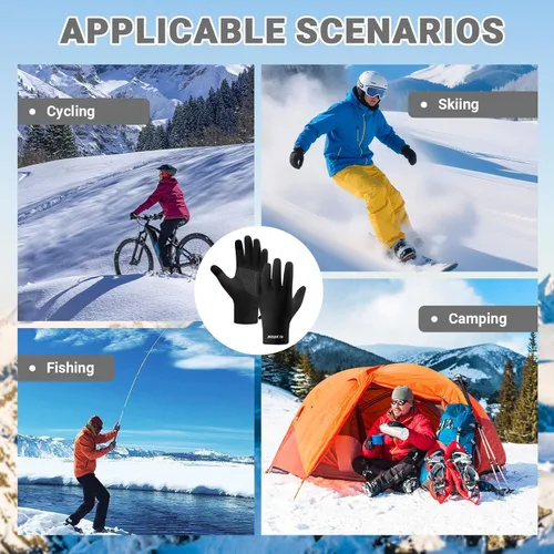 Vista 6 de Guantes de correr para hombres y mujeres, guantes de invierno para pantalla táctil, guantes térmicos ligeros con palma de silicona antideslizante