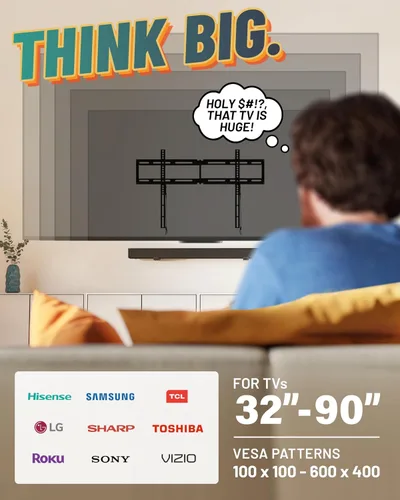 Vista 3 de ECHOGEAR Soporte fijo de pared para TV de 32 a 90 pulgadas de hasta 150 libras - Soporte universal XL para TV mantiene un perfil bajo de 1.18