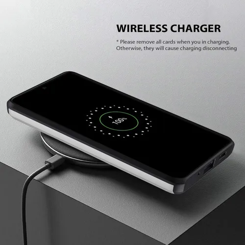 Vista 7 de Zuslab Funda tipo cartera compatible con Samsung Galaxy S21 Ultra 5G, con tarjetero y a prueba de golpes, antiarañazos, compatible con Samsung Blanco