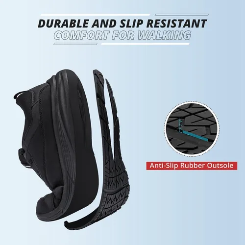 Vista 4 de Zapatos de trabajo antideslizantes para hombres resistentes al agua - Zapatos de cocina anchos y cómodos para cocinero, servicio de alimentos, sin