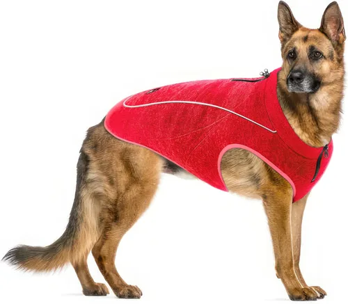 Vista 17 de Suéter de forro polar aislado para perros Chaleco ligero y cálido para perro Puerto con cremallera para arnés Chaqueta de invierno para clima