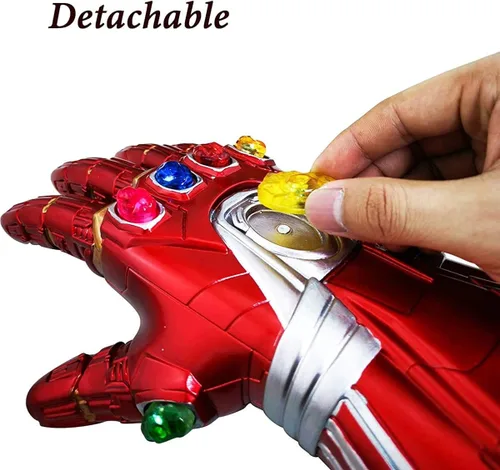 Vista 3 de Guantes de guantelete de 4 Infinity de Revenge Iron Man con luces LED con imán extraíble Infinity Stones-3 modo de flash rojo