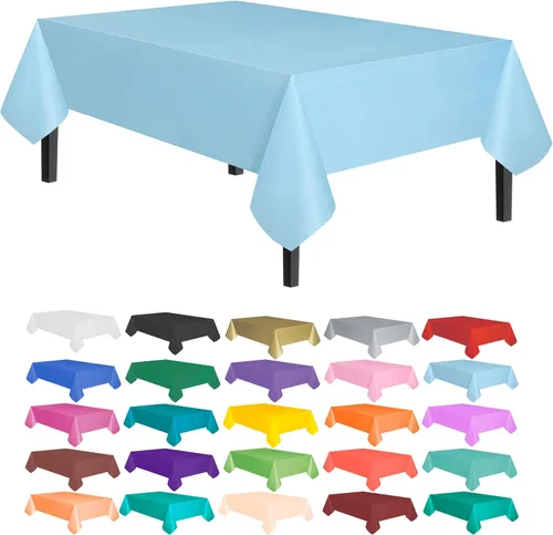 Vista 48 de allgala Juego de 12 manteles de plástico premium para mesa, desechables - 54 x 108 pulgadas - Impermeable, resistente a manchas, fácil de limpiar