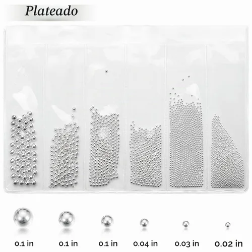 Vista 6 de Paquete de 4 cuentas de caviar de uñas, micro cuentas de metal para uñas, decoración de uñas 3D, bola de acero para uñas, plata dorada, gema negra