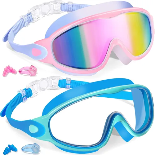 Vista 15 de Keary - Paquete de 2 gafas de natación para niños de 3 a 15 años, protección ultravioleta, antivaho, para piscina, agua, para niños, niñas, jóvenes