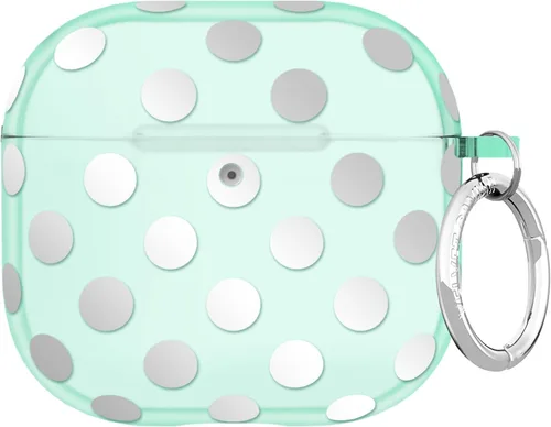 Vista 34 de VELVET CAVIAR Funda compatible con AirPods 4 con llavero, bonitas fundas protectoras duras de 4ª generación para mujer, diseño de lunares azules