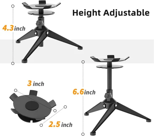 Vista 3 de Small Metal Tripod Holder for Echo Spot, Cute Desktop Speaker Mount Stand Portable with Cable Management, Adjustable Height from 4.3"-6.6", 1 Pack