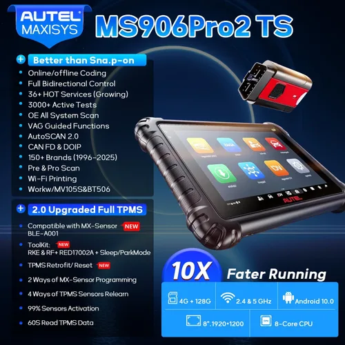 Vista 2 de Autel Escáner MaxiSYS MS906 PRO2-TS: MS906Pro2-TS 2026 Hasta MS906Pro-TS MK900TS MP900BT Kit MS908S MS906 Pro, función TPMS superior y codificación