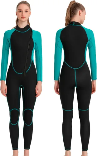 Vista 15 de Traje de neopreno completo para hombre y mujer, 0.118 in, buceo, natación, trajes húmedos térmicos, cremallera delantera/trasera, traje de baño