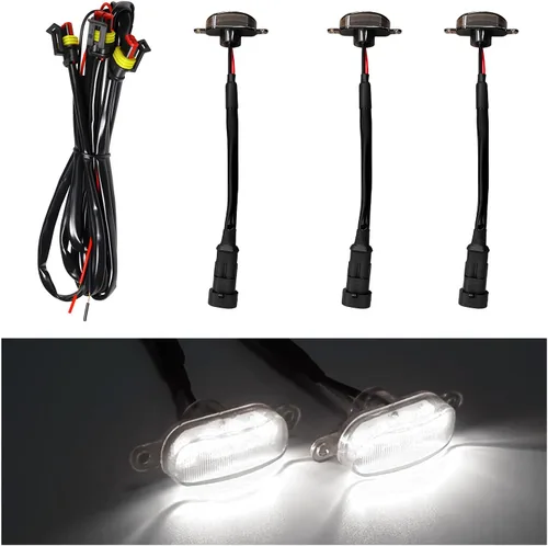 Vista 11 de Dickno 3 piezas de luces de rejilla de coche, brillantes luces LED de rejilla ámbar con arnés de cableado, lámparas impermeables de moldura