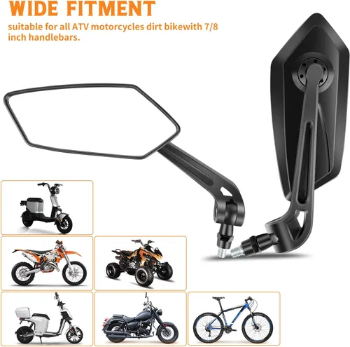Vista 5 de JMTBNO Espejos universales negros para motocicleta de 0.315 in y 0.394 in, espejo lateral plegable compatible con Cruiser Suzuki Honda Victory ATV