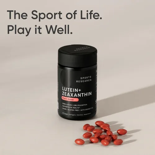 Vista 7 de Sports Research® Cápsulas de luteína y zeaxantina, suplemento de apoyo para la salud ocular hecho con Lute-Gen® y aceite de coco orgánico, apto