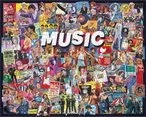 Vista 3 de White Mountain Rompecabezas de 1000 piezas Rock Pop Legends Collage, música