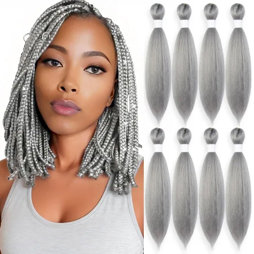 Vista 83 de Cabello trenzado burdeos, 10 pulgadas, 4 paquetes Cabello preestirado, trenzas de ganchillo cortas y rectas, textura Yaki, fibra sintética
