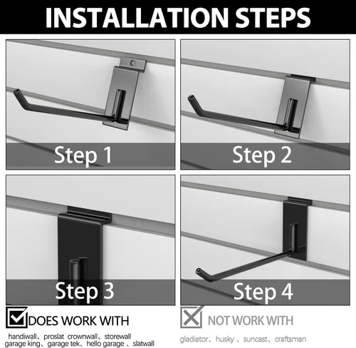Vista 7 de 3-H Accesorios para pared de listones 30 piezas, ganchos y perchas de 3/5/7 pulgadas, ganchos de pared de listones resistentes, accesorios Proslat